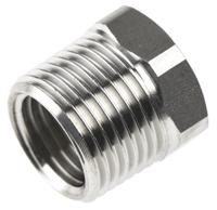 1863-17-13 Legris Stainless Steel Pipe Fitting, Straight Hexagon Reducer, Male R 3/8in x Female G 1/4in