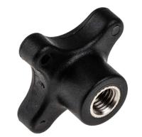 702-7759 RS PRO Black 4-Arm Clamping Knob, M10, Threaded Hole