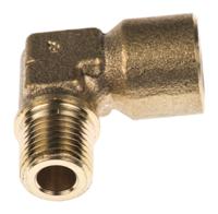 0144-13-13 Legris Brass Pipe Fitting, 90° Threaded Elbow, Male R 1/4in to Female G 1/4in