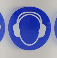 763-2073 RS PRO Vinyl Mandatory Wear Ear Protection Sign With Pictogram Only Text