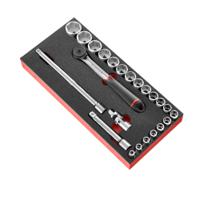 modms161-36 Facom 23-Piece Metric 1/2 in Standard Socket Set with Ratchet, 6 point
