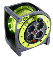 889-2497 RS PRO 15m 4 Socket Type F - German Schuko Cable Reel Open Reel, 240 V