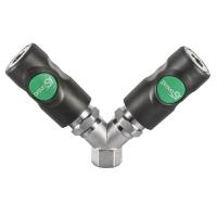 esi-078102 PREVOST Composite Body Female Safety Y-Shaped Quick Connect Coupling, G 3/8 Female Threaded