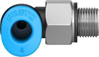 qsml-m5-4 Festo QS Series Elbow Threaded Adaptor, M5 Male to Push In 4 mm, Threaded-to-Tube Connection Style, 153333