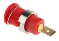 233060-22 Staubli Red Female Banana Socket, 4 mm Connector, Tab Termination, 32A, 1000V, Gold Plating