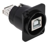 124-6393 RS PRO Straight, Panel Mount, Socket to Socket- Dual Port Type B to A 2.0 USB Connector