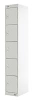 833-2936 RS PRO 5 Door Steel Light Grey Storage Locker, 1800 mm x 300 mm x 450mm