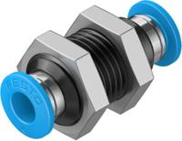qss-6 Festo QSS Series Bulkhead Tube-to-Tube Adaptor, Push In 6 mm to Push In 6 mm, Tube-to-Tube Connection Style, 153158