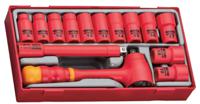 ttv3814 Teng Tools 14-Piece Metric 3/8 in Standard Socket Set with Ratchet, 6 point, VDE/1000V