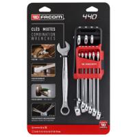 440jp10pb Facom 10-Piece Combination Spanner Set, 8 → 19 mm, Chrome Vanadium Steel