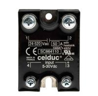 sc864110 Celduc SC8 Series Solid State Relay, 50 A Load, Panel Mount, 520 V rms Load, 30 V dc Control