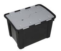 838-6551 RS PRO 60L Black, Grey PP Large Storage Box, 385mm x 595mm x 412mm