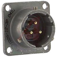 pt02a1203p Amphenol Socapex, PT, Copper Alloy 3 Way Panel Mount MIL Spec Circular Connector ReceptacleGreen, Pin Contacts,Shell