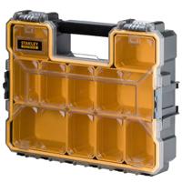 1-97-518 Stanley 10 Cell Black, Yellow Metal, PC, Adjustable Compartment Box, 330mm x 432mm x 109mm