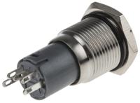 811-8421 RS PRO Illuminated Push Button Switch, Latching, Panel Mount, 16mm Cutout, SPDT, Yellow LED, 250V ac, IP65, IP67