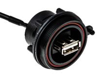 px0844a0m50a Bulgin Straight, Panel Mount, Plug- Single Port Type A 2.0 IP68, IP69K USB Connector