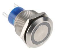 175-9697 RS PRO Illuminated Push Button Switch, Latching, Panel Mount, 22.2mm Cutout, SPDT, Yellow LED, 250V ac, IP67