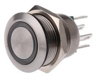 mpi00228gn24 Bulgin MPI002 Series Illuminated Push Button Switch, Momentary, Panel Mount, 19.2mm Cutout, SPST, Green LED, 24V dc,