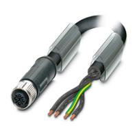 1413183 Phoenix Contact 0-PUR/M12FSS PE, SAC-4P- 3 1.5 mm² 3 Core Power Cable, Black/Grey Polyurethane PUR, 4m