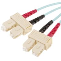 121-3913 RS PRO SC to SC Duplex Multi Mode OM3 Fibre Optic Cable, 900μm, Blue, 1m