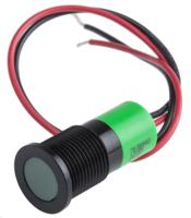 703-8982 RS PRO Green Panel Mount Indicator, 12V dc, 14mm Mounting Hole Size, Lead Wires Termination, IP67