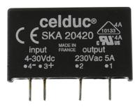 ska20420 Celduc SK Series Solid State Relay, 4 A Load, PCB Mount, 275 V ac Load, 30 V dc Control