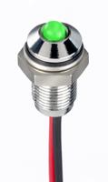 171-3749 RS PRO Green Panel Mount Indicator, 1.8 → 3.3V dc, 6mm Mounting Hole Size, Lead Wires Termination, IP67