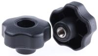 702-7686 RS PRO Black Multiple Lobes Clamping Knob, M8, Threaded Through Hole