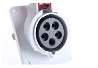 pky16f435 Schneider Electric, PratiKa IP44 Red Panel Mount 3P + N + E Right Angle Industrial Power Socket, Rated At 16A, 415 V