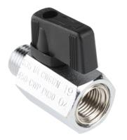 486-334 RS PRO Chrome Plated Brass Hydraulic Ball Valve G 1/4