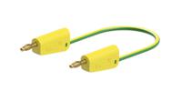 641035-02520 Staubli Test lead, 32A, 30 → 60V, Green/Yellow, 25cm Lead Length
