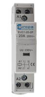 euc1-20-2p Europa EUC1 Contactor, 230 V ac Coil, 2-Pole, 20 A, 4 kW, 2NO, 240 V ac