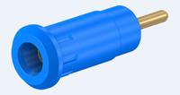 659193-23 Staubli Blue Female Banana Socket, 2mm Connector, Press Fit Termination, 10A, 600V, Gold Plating