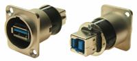 280-087 RS PRO Straight, Panel Mount, Socket- Dual Port Type A-B 3 Feedthrough USB Connector