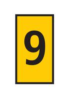 561-02694-wic2-9-pa66-ye HellermannTyton WIC Snap On Clip On Cable Marker, Yellow, Pre-printed "9", 2.8 → 3.8mm Cable, for Cables and