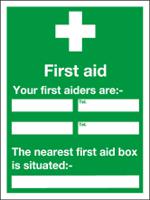 219-8733 RS PRO PVC Green/White First Aid Sign, H600 mm W450mm
