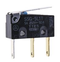 ssg-5l1t Omron Hinge Lever Subminiature Micro Switch, Tab Terminal, 5 A @ 125 V ac, SPDT, IP40