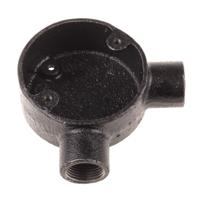 228-693 RS PRO Angle Box, Conduit Fitting, 20mm Nominal Size, Steel, Black
