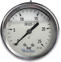 mit3-f22b26 Bourdon Analogue Pressure Gauge 25bar Back Entry 63mm Outside Diameter
