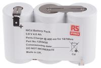 125-3430 RS PRO 3.6V NiCd Rechargeable Battery Pack, 4Ah - Pack of 1