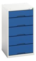 1692501711 Bott 5 Drawer Storage Unit, Steel, 900mm x 525mm x 550mm, Blue, Grey