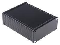 1455q1601bk Hammond 1455 Series Black Aluminium Enclosure, IP54, Black Lid, 160 x 125 x 52mm