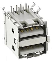 67298-4090 Molex Right Angle, Through Hole, Socket- Dual Port Type A 2.0 USB Connector