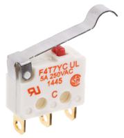 f4t7yc-ul Saia-Burgess Simulated Roller Lever Micro Switch, Solder Terminal, 5 A @ 250 V ac, SPDT, IP40