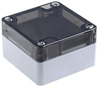 1554b2gysl Hammond 1554 Series Grey Polycarbonate Enclosure, IP68, Smoked Transparent Lid, 66 x 66 x 40.6mm