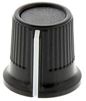 259-6941 RS PRO 16mm Black Potentiometer Knob for 6.4mm Shaft Splined