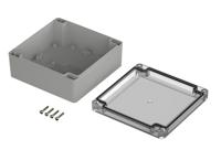 07414146-xm-141406-g-7035 Bopla Euromas X Series Light Grey Polycarbonate Enclosure, IP66, IP68, IK07, Clear Lid, 134.7 x 134.7 x 60.1mm