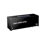 rhv3-0512sr20 Recom RHV3 DC-DC Converter, 12V dc/ 250mA Output, 5 → 24 V dc Input, 3W, Through Hole, +85°C Max Temp -40°C Min