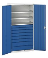 1692657711 Bott 2 Door, 8 Drawer Sheet Steel Floor Standing Cupboard, 1050 x 550 x 2000mm