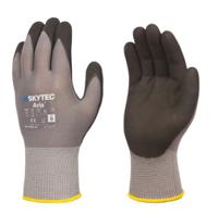sky493 Skytec ARIA Black, Grey Nylon, Spandex General Handling Gloves, Nitrile Foam Coating